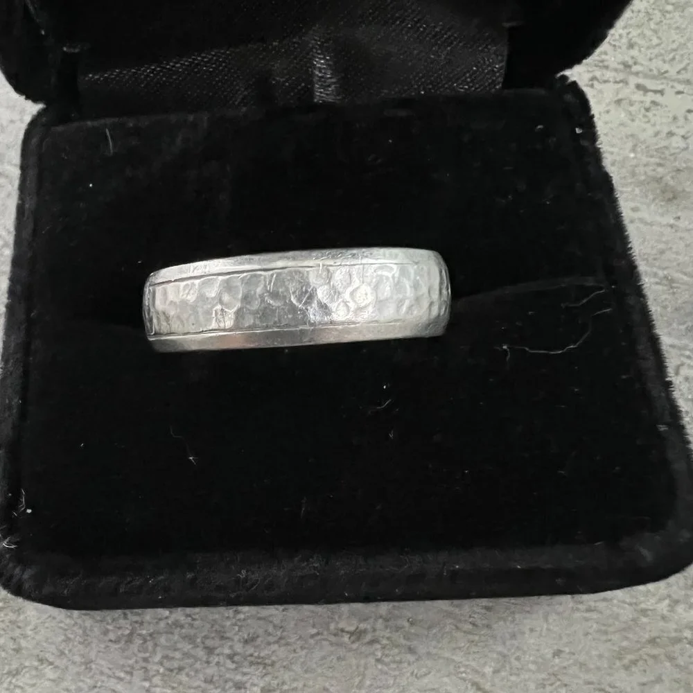 9MM Palladium Hammered Wedding Band Size 11